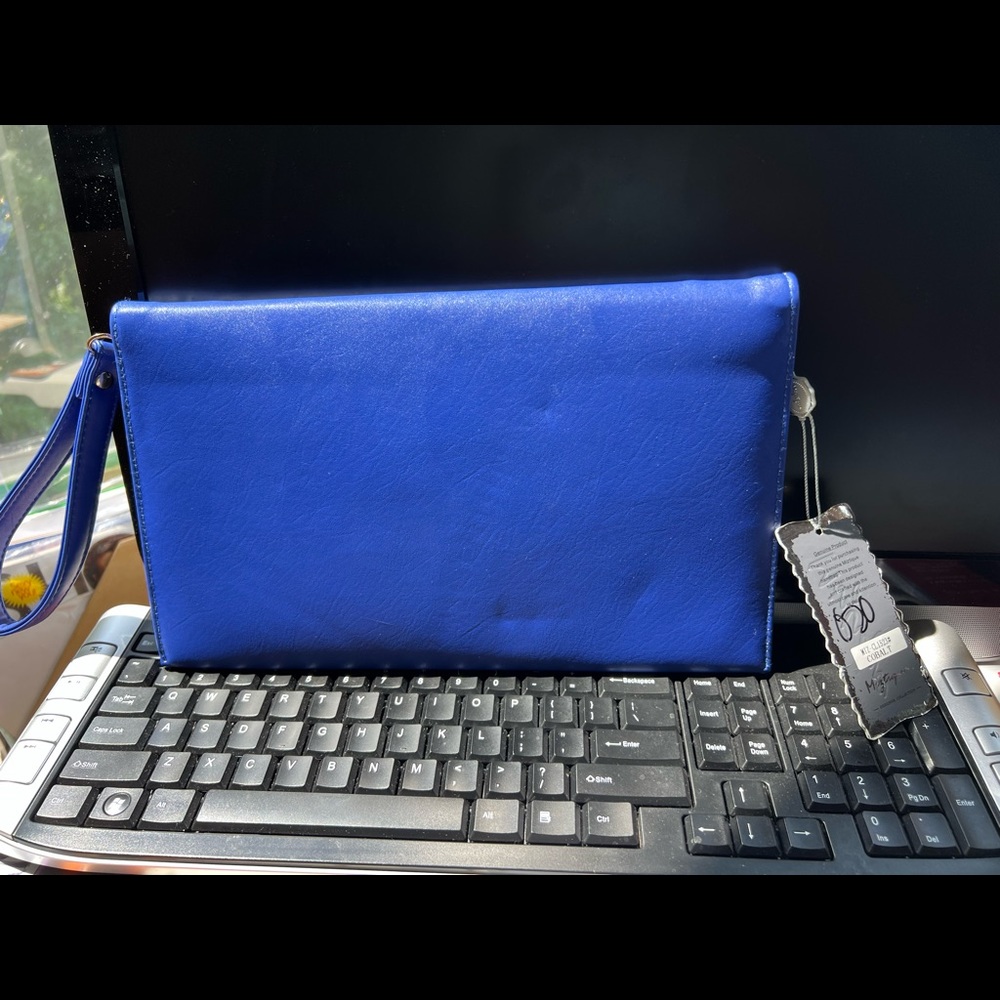 Miztique designer cobalt blue gold chain strap hardware bag - Picture 5 of 13